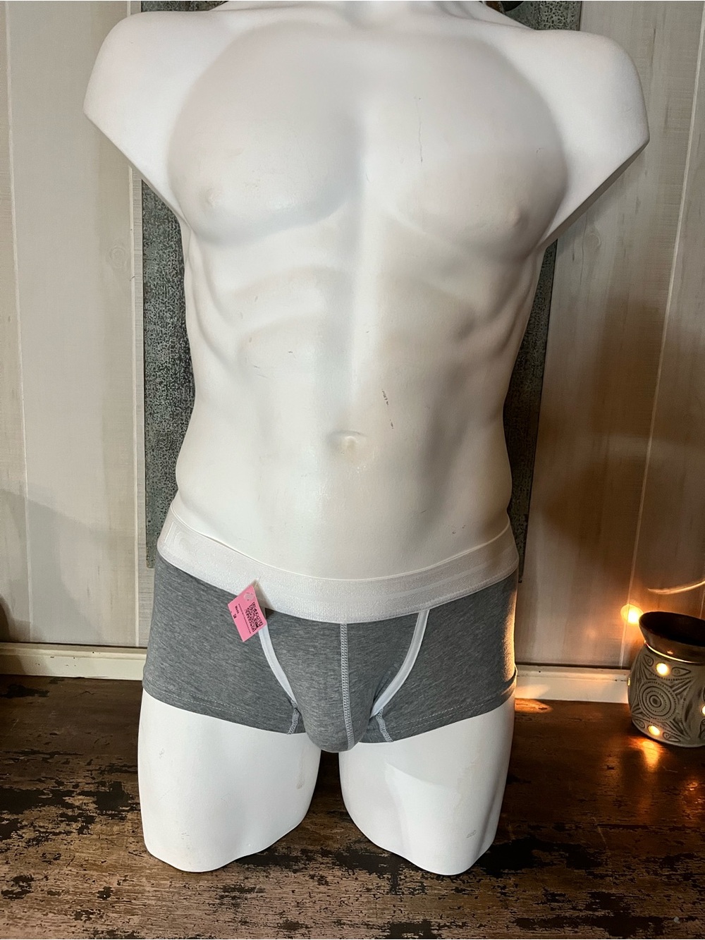 Men's Gray Cotton Stretch Boxer Briefs - Unbranded